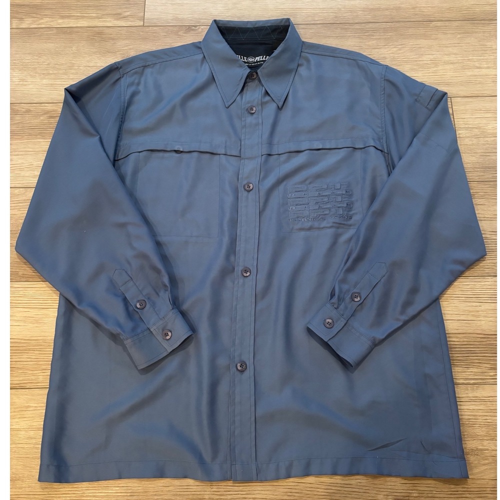 Pelle Pelle Marc Buchanan PPT Technical Jeans Shirt Mens Blue Long Sleeve Vtg